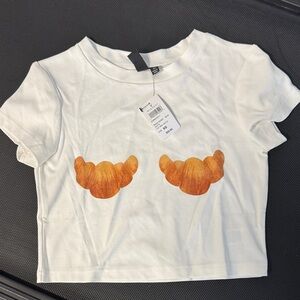 Windsor White Tee with Croissant Design